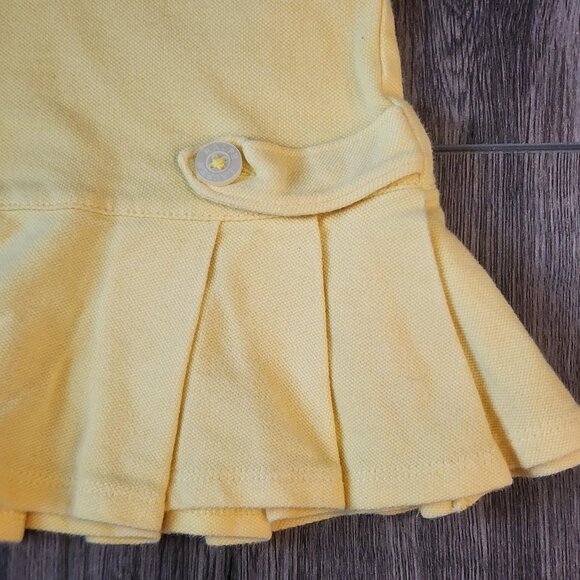 Ralph Lauren Dress Girls 12M Yellow Long Sleeve Polo Pleated Skirt Classic Logo - Picture 2 of 12